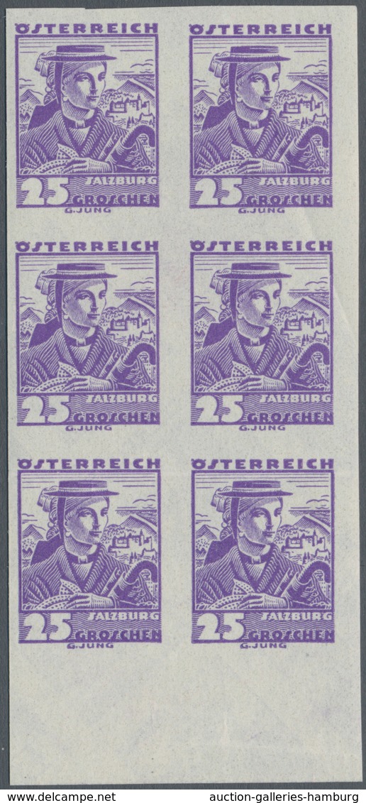 Österreich: 1934, 25 G Volkstrachten Bläulichviolett, Ungezähnt Mit Vorder- Und Rückseitigem Druck I - Unused Stamps