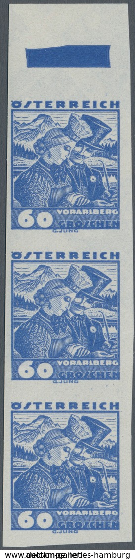 Österreich: 1934, 60 G Volkstrachten Violettultramarin Im Ungezähnten Oberrand-Dreierstreifen Mit Vo - Ungebraucht