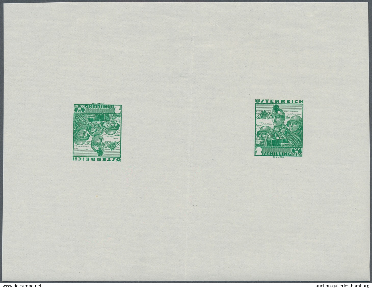 Österreich: 1934, 2 S Dunkelgelbsmaragdgrün Ungezähnt, Einmaliger Probedruck-Kleinbogen Mit Zwei Wer - Ungebraucht