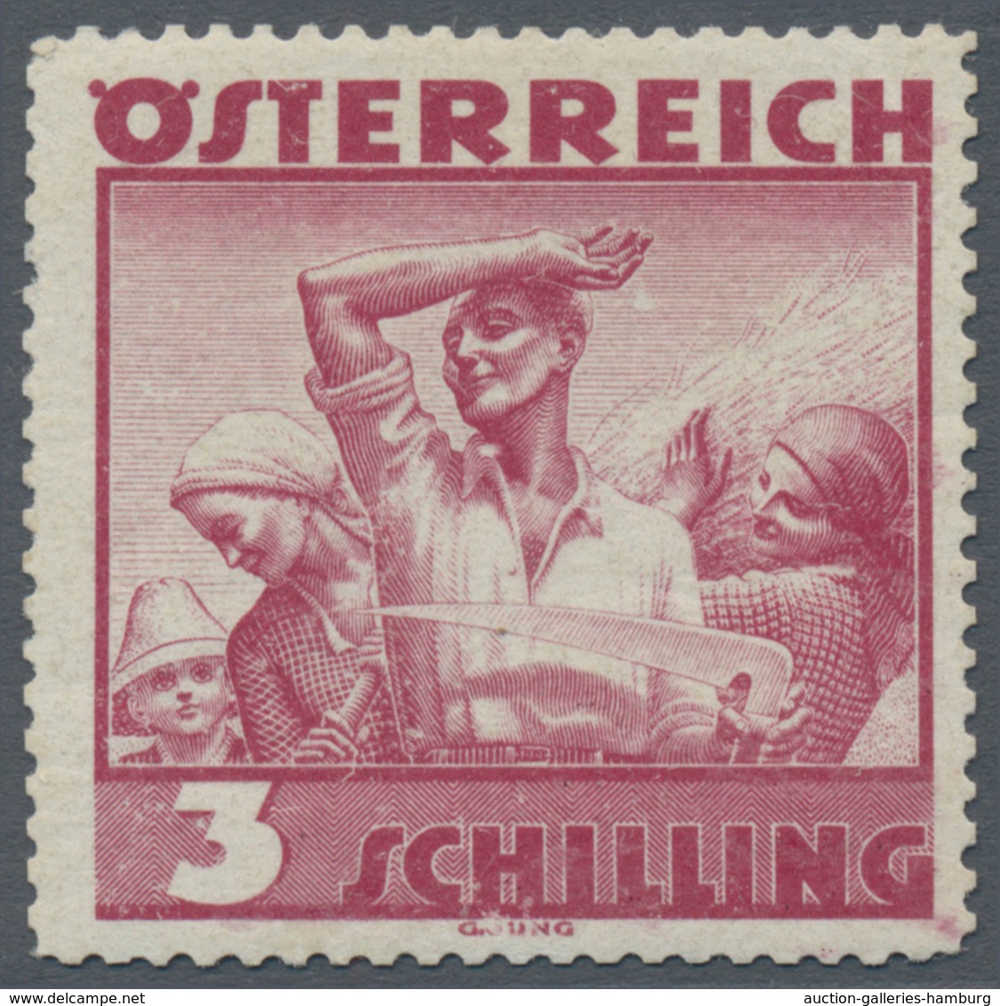 Österreich: 1934, Freimarken "Trachten", 3 Sch. "Ländliche Arbeit", Zehn Gezähnte Offsetdruck-Probed - Unused Stamps