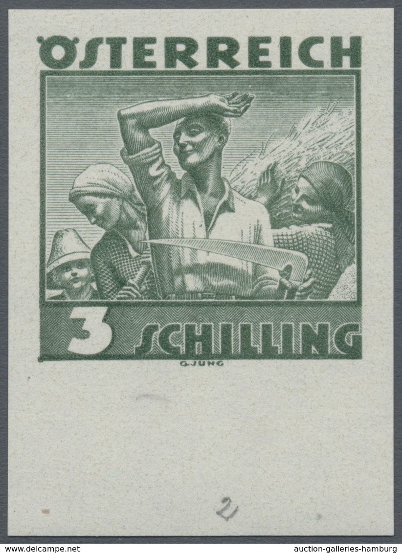 Österreich: 1934, Freimarken "Trachten", 3 Sch. "Ländliche Arbeit", Sechs Ungezähnte Buchdruck-Probe - Nuevos