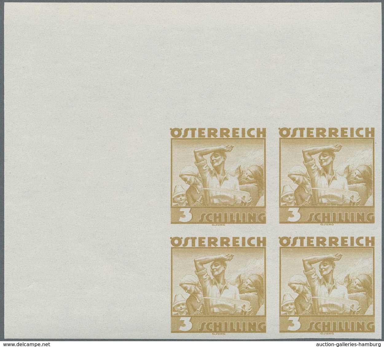 Österreich: 1934, Freimarken "Trachten", 3 Sch. "Ländliche Arbeit", Ungezähnter Offsetdruck-Probedru - Nuevos