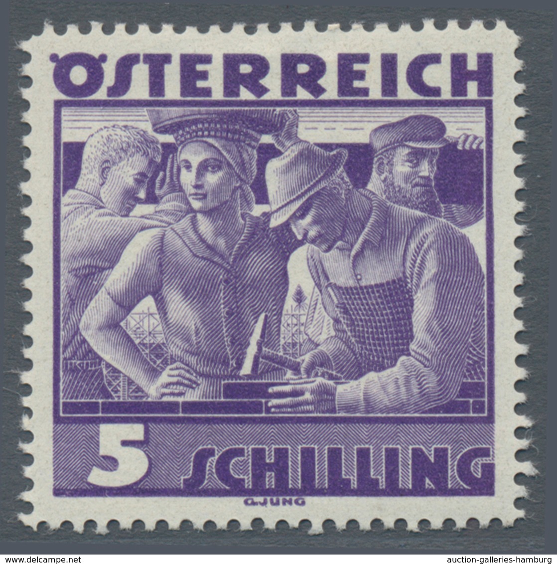 Österreich: 1934, Freimarken "Trachten", 5 Sch. "Städtische Arbeit", Sechs Gezähnte Buchdruck-Probed - Unused Stamps