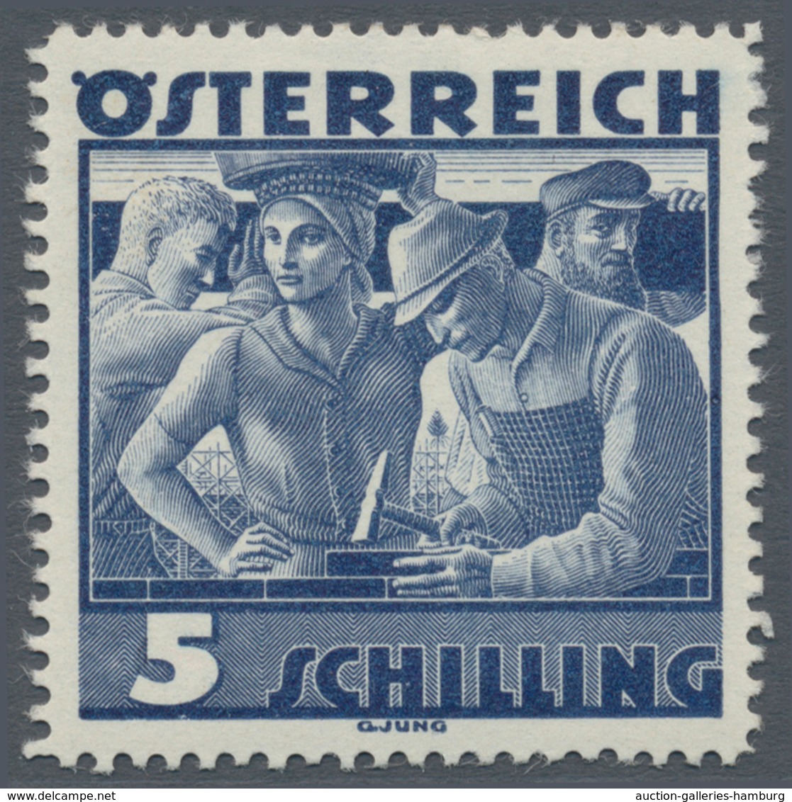 Österreich: 1934, Freimarken "Trachten", 5 Sch. "Städtische Arbeit", Sechs Gezähnte Buchdruck-Probed - Ongebruikt
