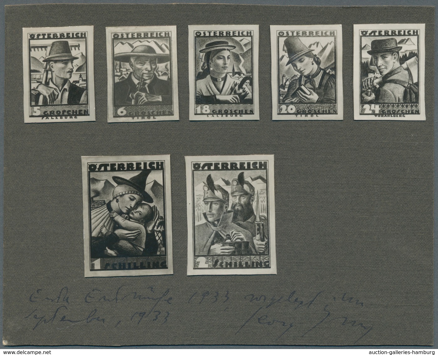 Österreich: 1934. Essays Für Die 1934er Trachten Serie. Diese Sieben Entwürfe / Photoessays Sind Auf - Unused Stamps