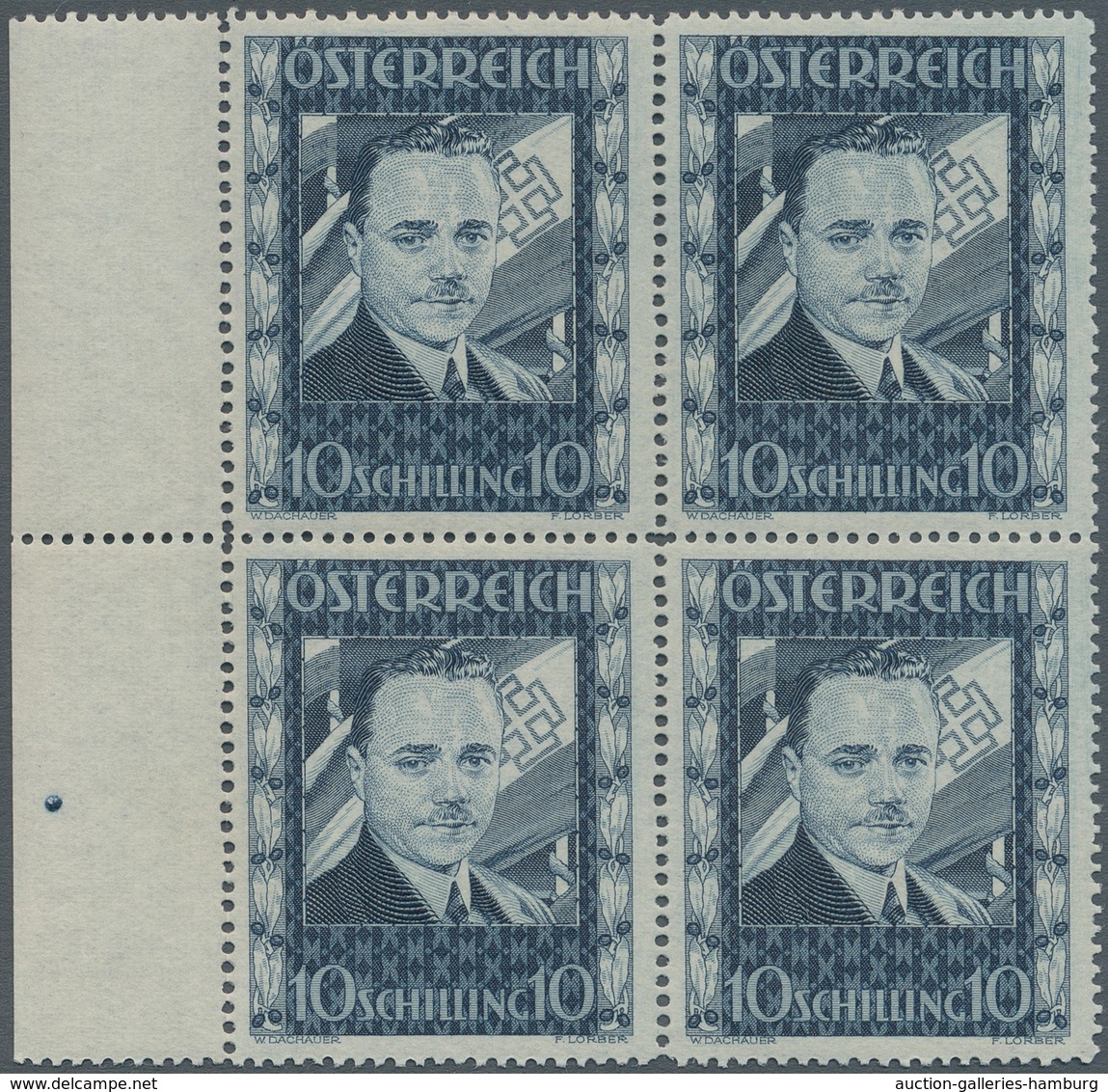 Österreich: 1936, 10 S Dollfuß Tadellos Postfrisch Mit überbreitem Oberrand (!) Mit Produktionsbedin - Unused Stamps