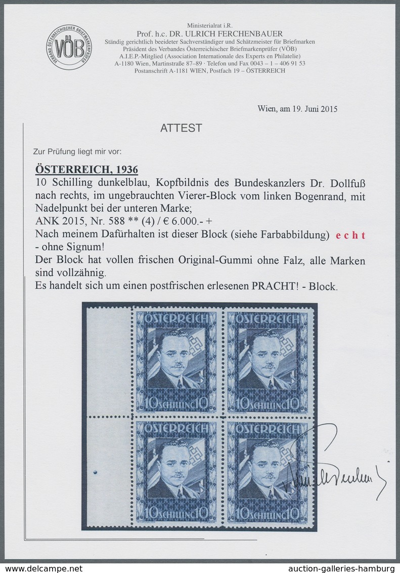 Österreich: 1936, 10 S Dollfuß Tadellos Postfrisch Mit überbreitem Oberrand (!) Mit Produktionsbedin - Nuevos