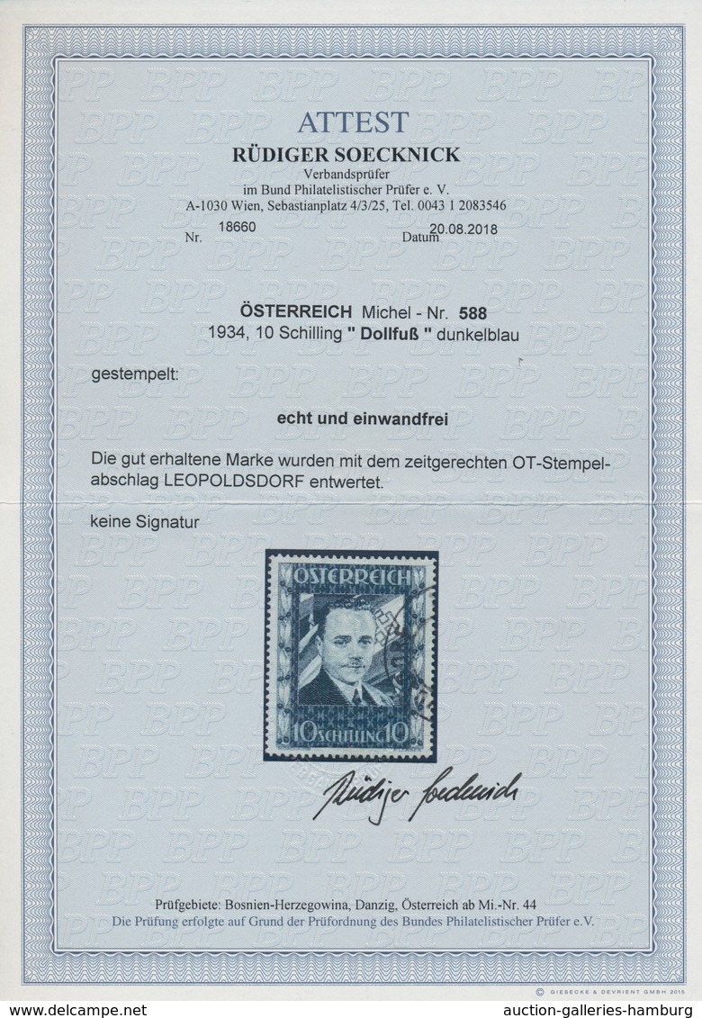 Österreich: 1936, 10 S Dollfuß Mit Zeitgerechtem Teilstempel LEOPOLDSDORF In Vollzähniger Prachterha - Nuevos