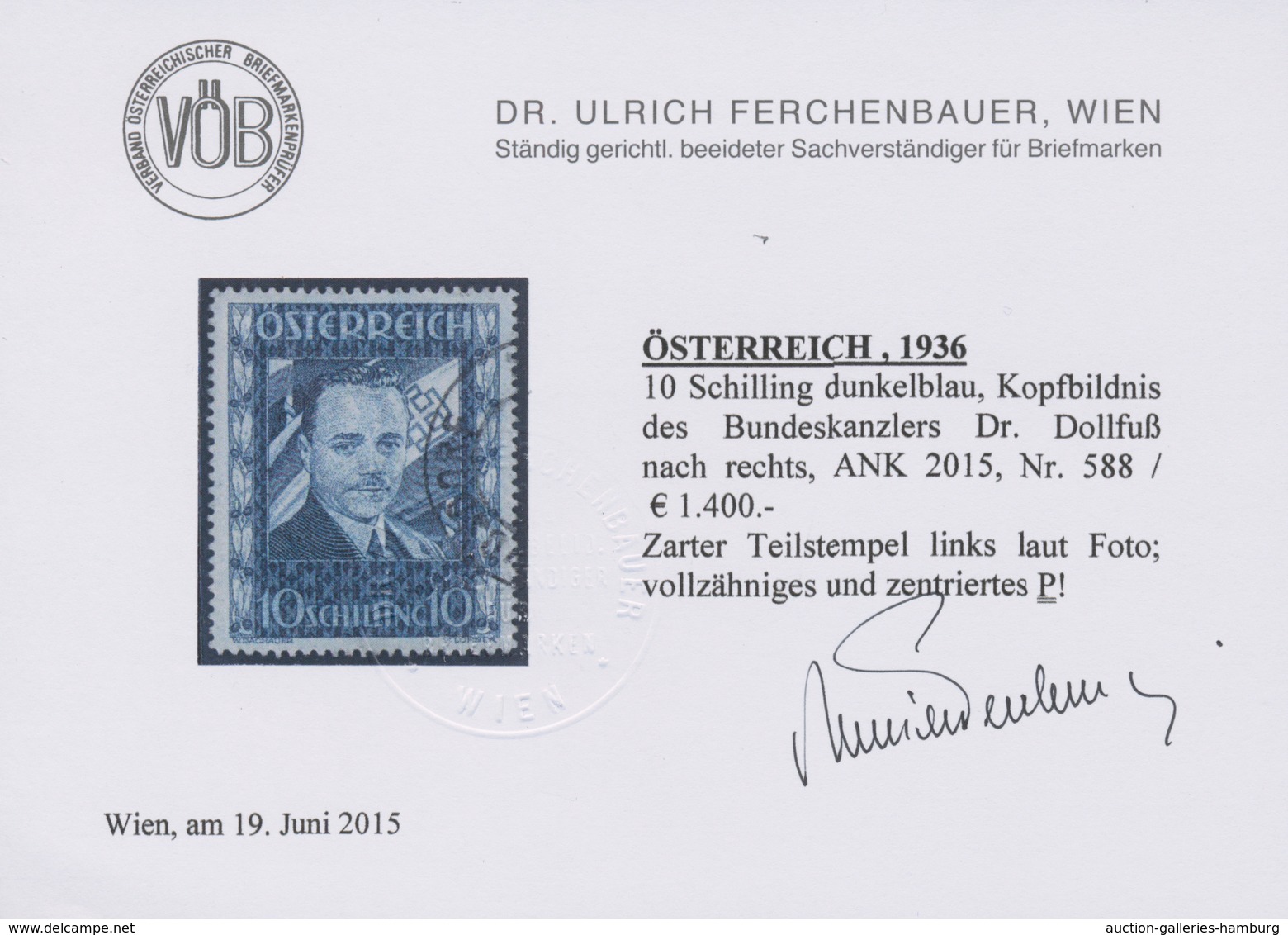 Österreich: 1936, 10 S Dollfuß Mit Zeitgerechtem Teilstempel LEOPOLDSDORF In Vollzähniger Prachterha - Neufs