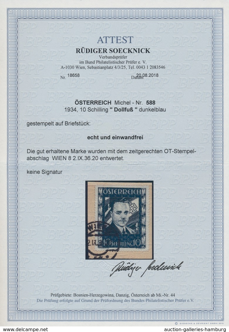 Österreich: 1936, 10 S Dollfuß Mit Nahezu Vollständigem, Zeitgerechtem Tagesstempel WIEN 8 2.IX.36 A - Nuevos