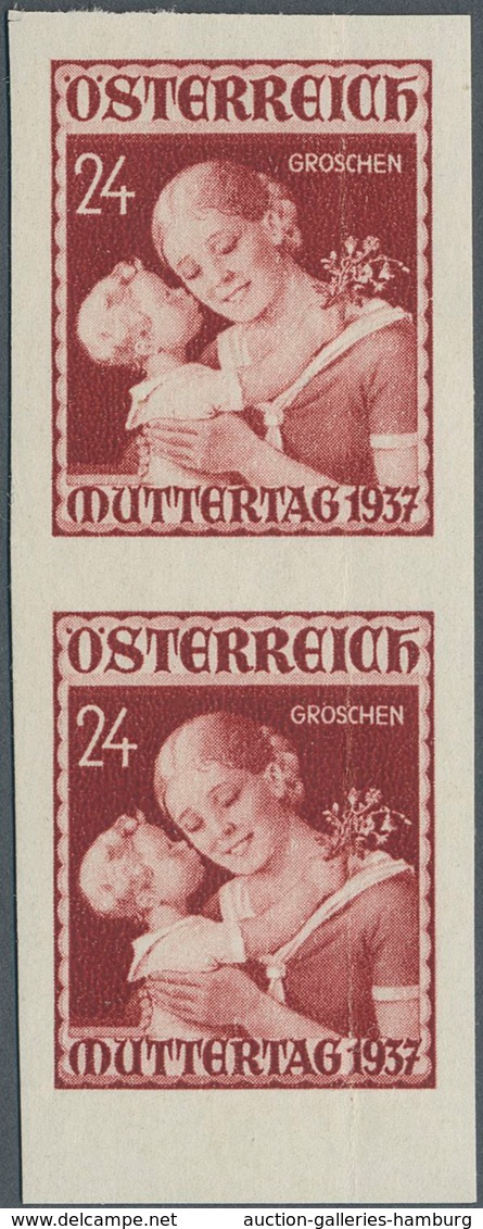 Österreich: 1937, 24 Gr. "Muttertag" Im Ungezähnten Senkrechten Paar, Bugspur. - Ungebraucht