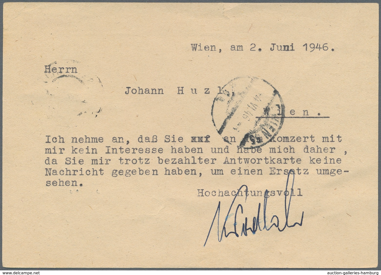 Österreich: 1945, 35 Gr Bräunlichkarmin "Landschaften" Auf überklebter 15 Rpf Ganzsachenkarte Hitler - Ungebraucht