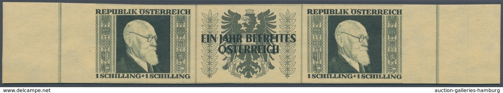 Österreich: 1946, Renner Geschnitten, 3 Sch. + 3 Sch. In Abweichender Farbe "DUNKELVIOLETTBRAUN" Sow - Ungebraucht