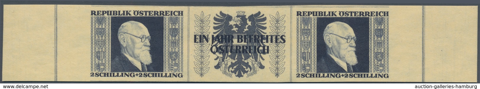 Österreich: 1946, Renner Geschnitten, 3 Sch. + 3 Sch. In Abweichender Farbe "DUNKELVIOLETTBRAUN" Sow - Ungebraucht