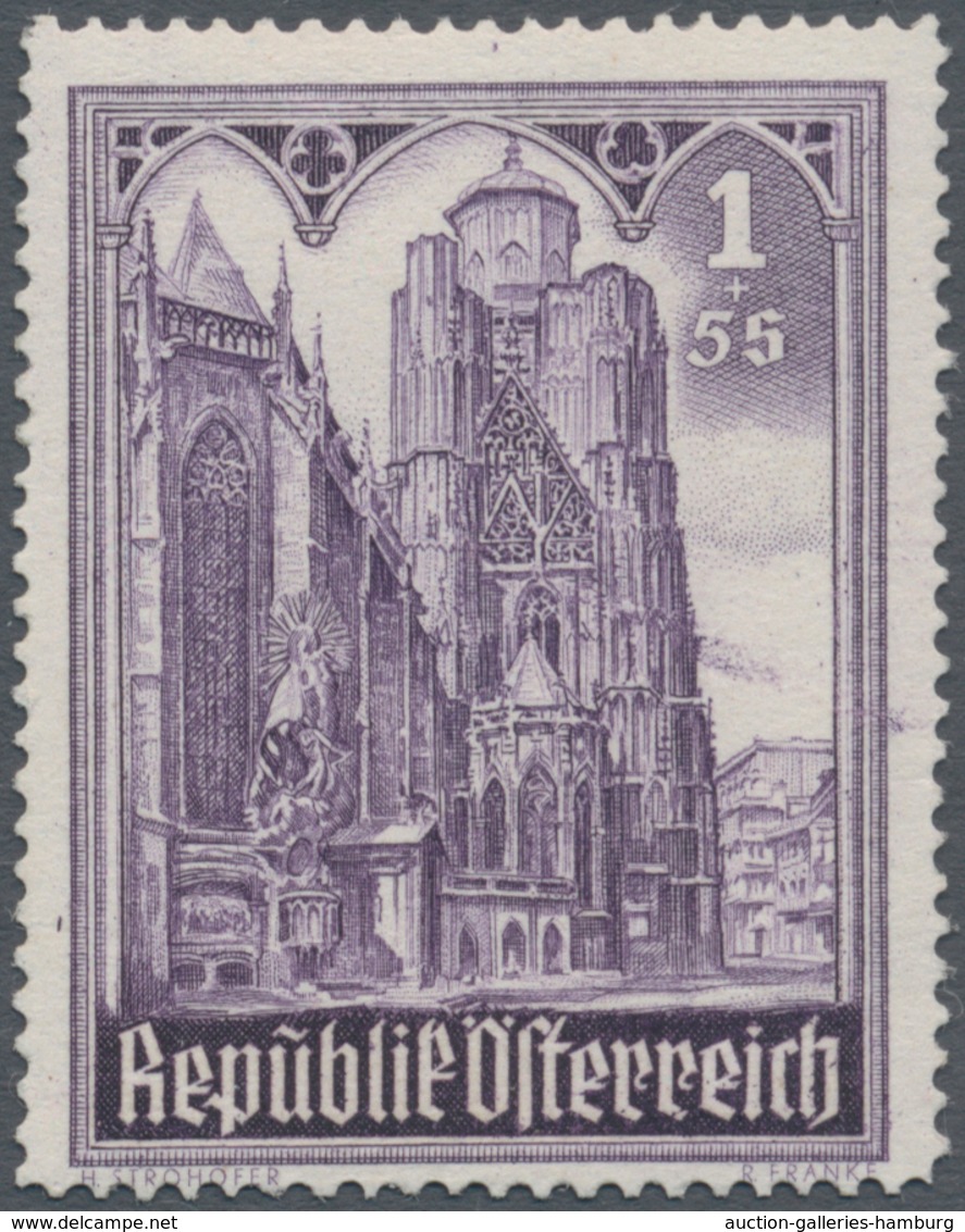 Österreich: 1946, Stephansdom, komplette Serie von zehn Werten je als Probedruck in abweichenden Far