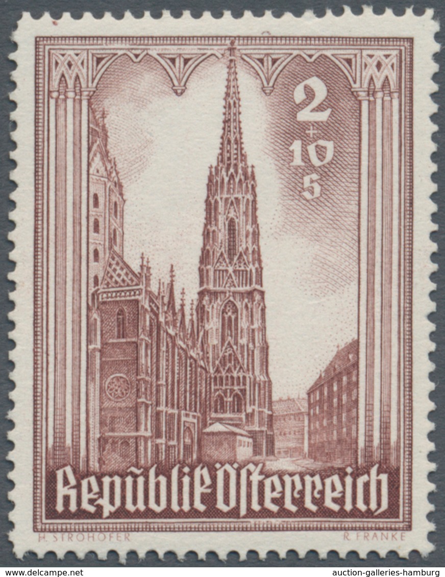 Österreich: 1946, Stephansdom, komplette Serie von zehn Werten je als Probedruck in abweichenden Far