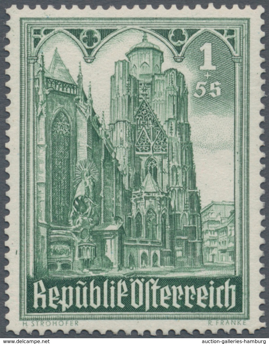 Österreich: 1946, Stephansdom, komplette Serie von zehn Werten je als Probedruck in abweichenden Far