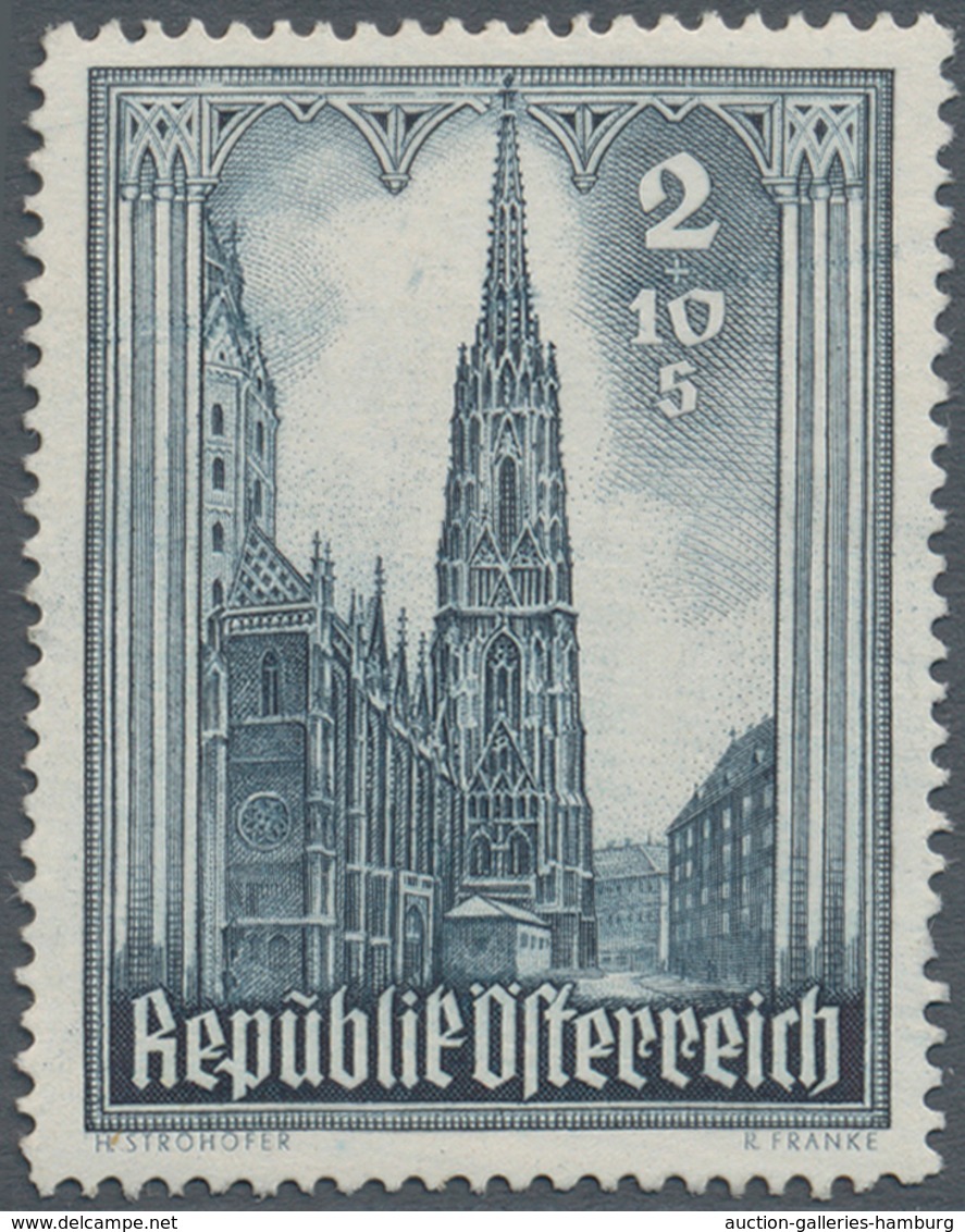 Österreich: 1946, Stephansdom, komplette Serie von zehn Werten je als Probedruck in abweichenden Far