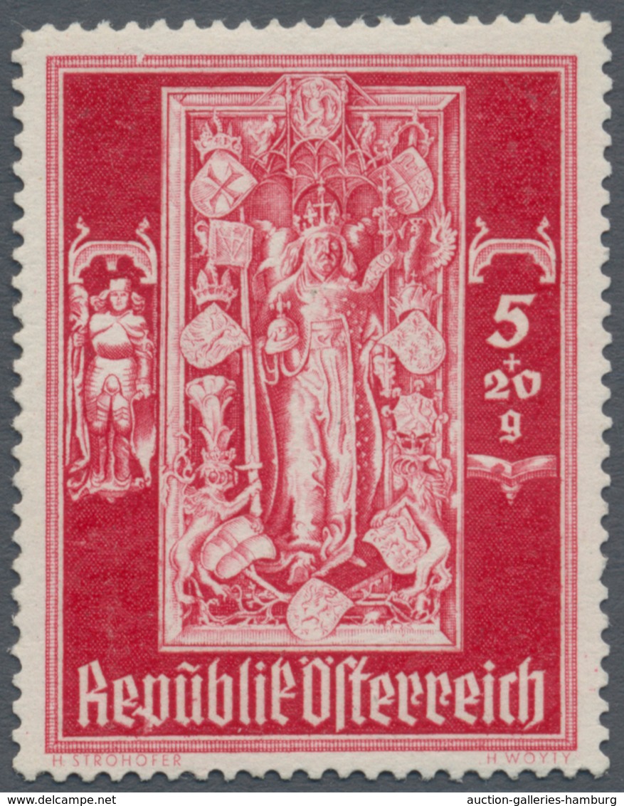 Österreich: 1946, Stephansdom, 5 Gr. + 20 Gr. Karminrot Und 2 Sch. +10 Sch. Rötlichviolett, Zwei Far - Ungebraucht