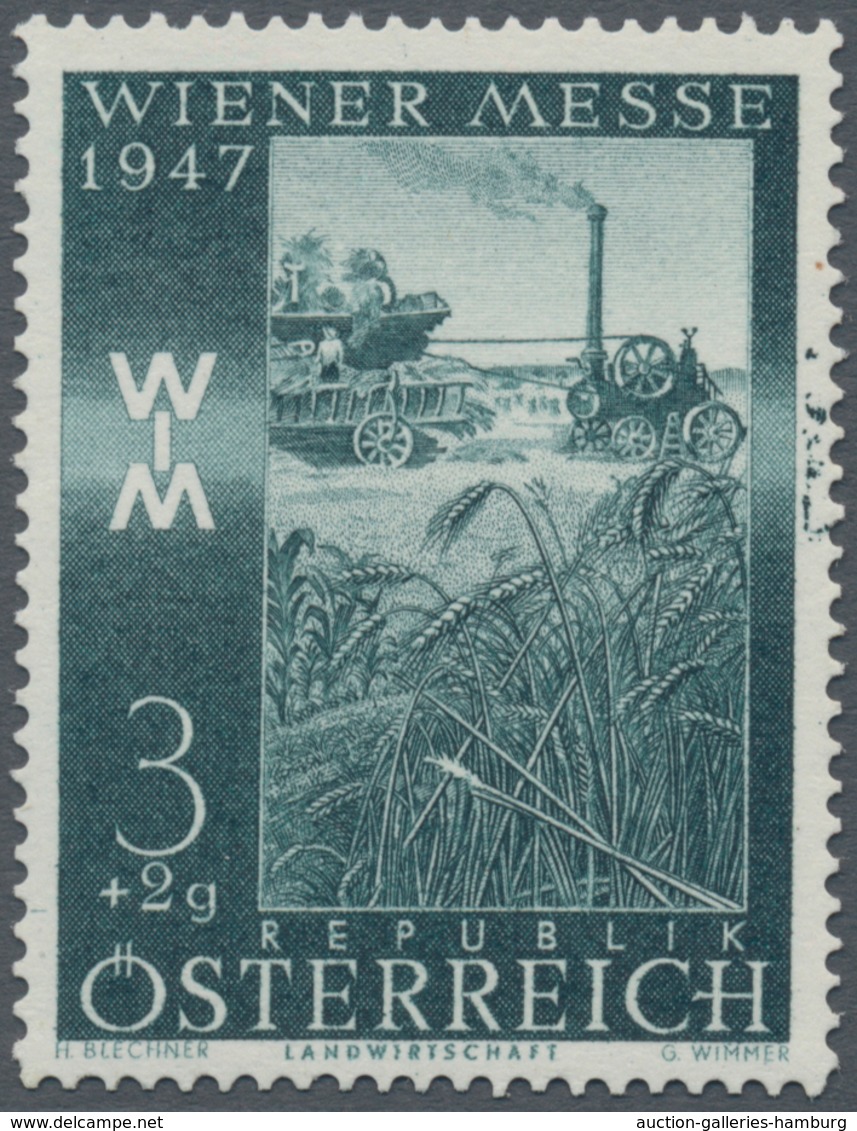 Österreich: 1947, 3 Gr. + 2 Gr. "Frühjahrsmesse", Sieben Verschiedene Farbproben, Linienzähnung 14½, - Ungebraucht