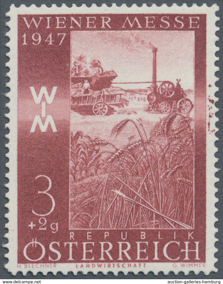 Österreich: 1947, 3 Gr. + 2 Gr. "Frühjahrsmesse", Sieben Verschiedene Farbproben, Linienzähnung 14½, - Ungebraucht