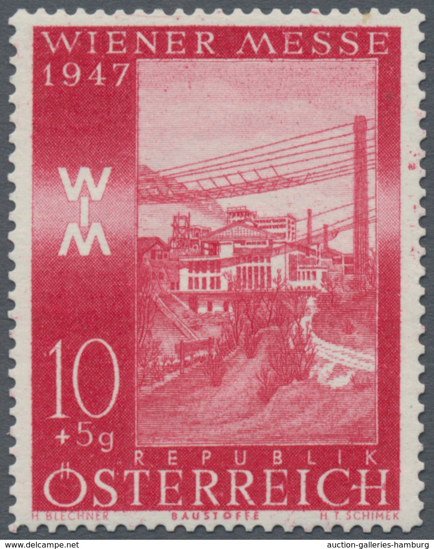 Österreich: 1947, 10 Gr. + 5 Gr. "Frühjahrsmesse", Drei Farbproben In Rot Und Zwei Verschiedenen Bra - Ungebraucht