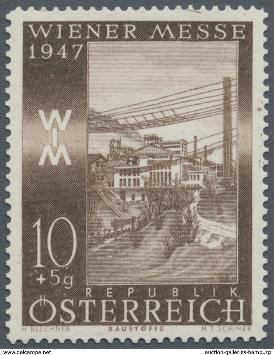 Österreich: 1947, 10 Gr. + 5 Gr. "Frühjahrsmesse", Drei Farbproben In Rot Und Zwei Verschiedenen Bra - Ungebraucht