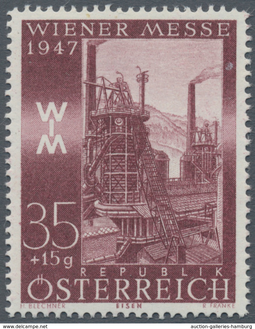 Österreich: 1947, 35 Gr. + 15 Gr. "Frühjahrsmesse", Zwei Farbproben In Braunkarmin Und Braun, Linien - Ungebraucht