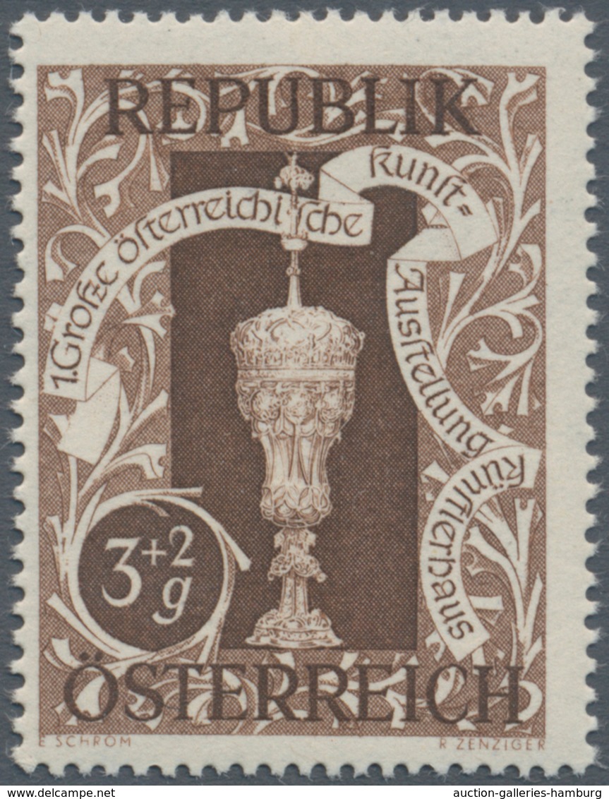 Österreich: 1947, 3 Gr. + 2 Gr. "Kunstausstellung", 19 verschiedene Farbproben in Linienzähnung 14½,