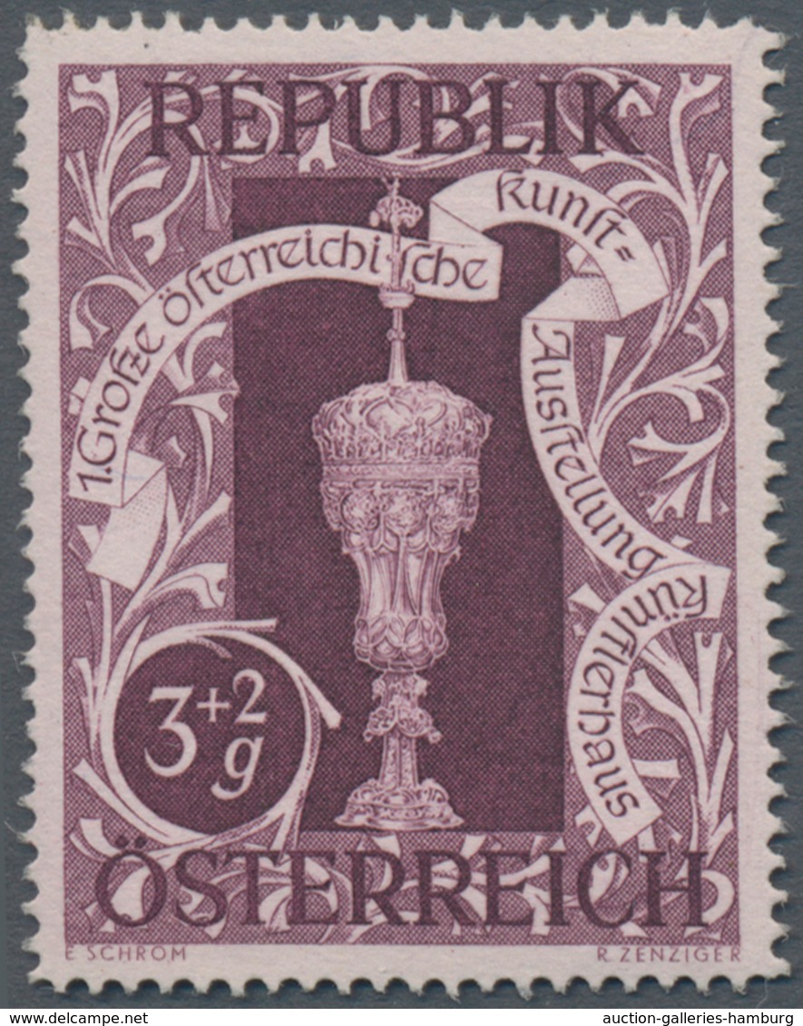 Österreich: 1947, 3 Gr. + 2 Gr. "Kunstausstellung", 19 (meist) Verschiedene Farbproben In Linienzähn - Ungebraucht