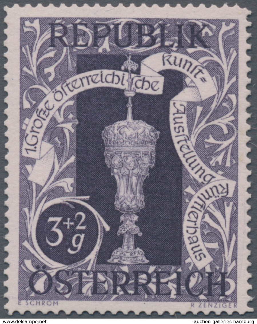 Österreich: 1947, 3 Gr. + 2 Gr. "Kunstausstellung", 19 (meist) Verschiedene Farbproben In Linienzähn - Ungebraucht