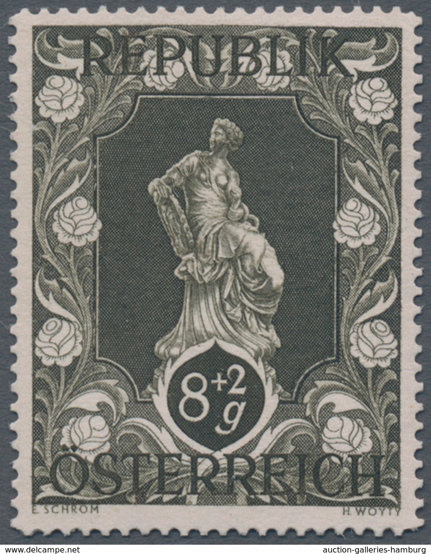 Österreich: 1947, 8 Gr. + 2 Gr. "Kunstausstellung", 18 (meist) Verschiedene Farbproben In Linienzähn - Ungebraucht