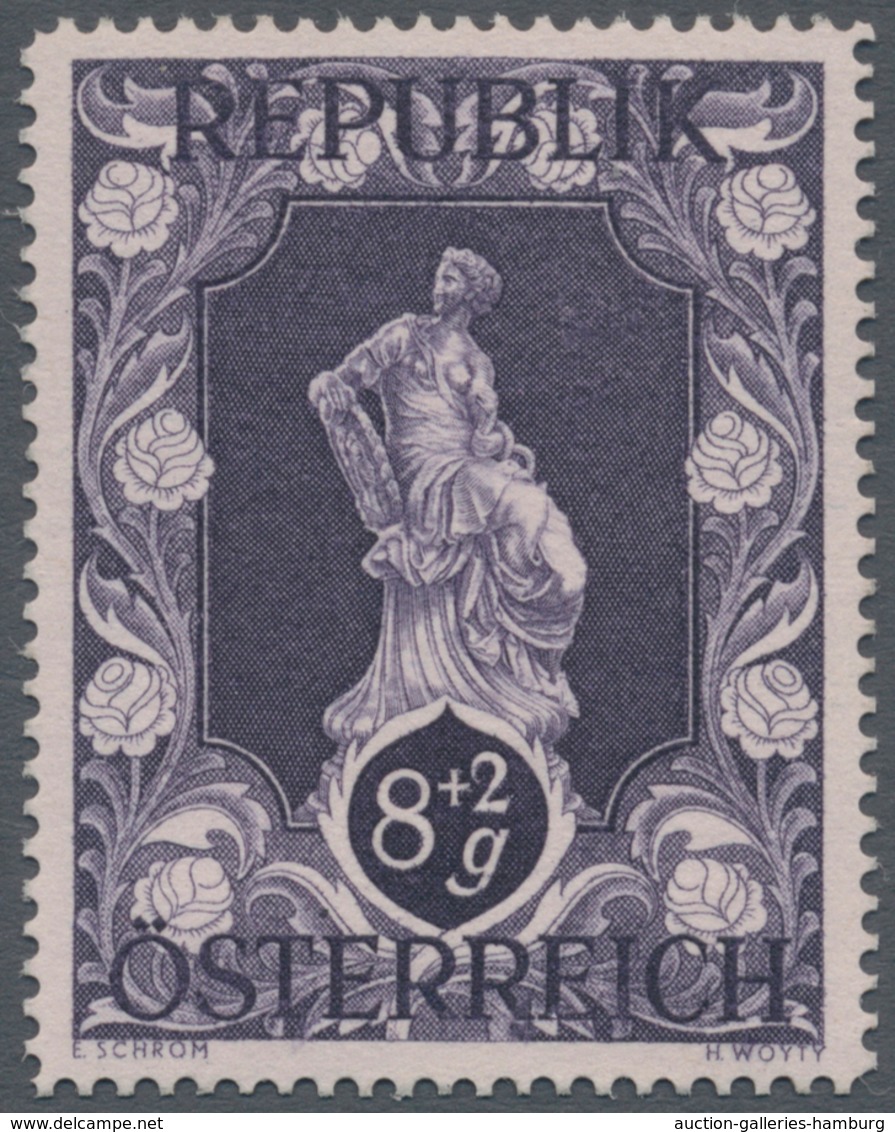 Österreich: 1947, 8 Gr. + 2 Gr. "Kunstausstellung", 18 (meist) Verschiedene Farbproben In Linienzähn - Ungebraucht