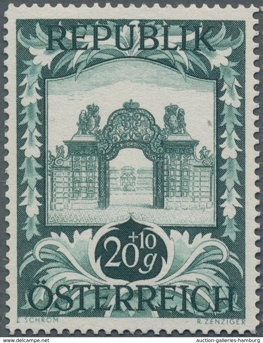 Österreich: 1947, 20 Gr. + 10 Gr. "Kunstausstellung", 21 (meist) Verschiedene Farbproben In Linienzä - Ungebraucht