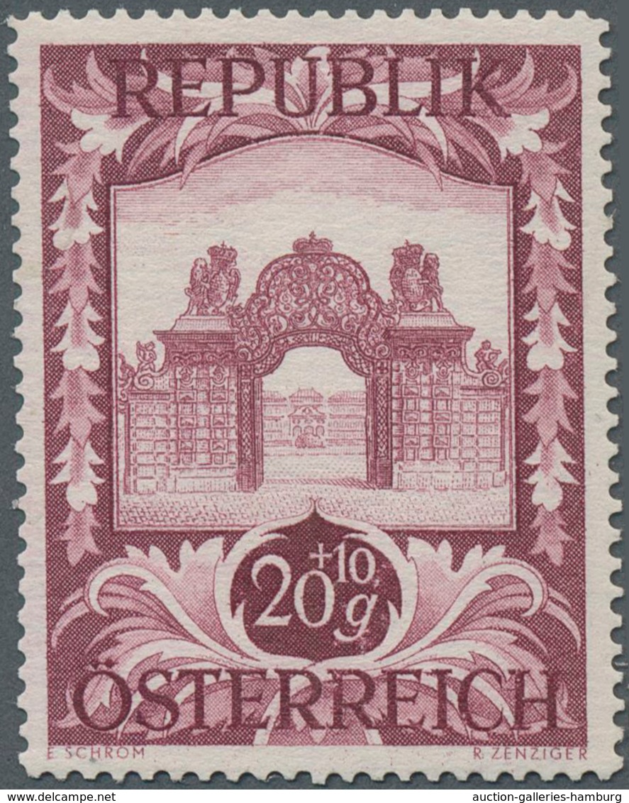 Österreich: 1947, 20 Gr. + 10 Gr. "Kunstausstellung", 21 (meist) Verschiedene Farbproben In Linienzä - Ungebraucht