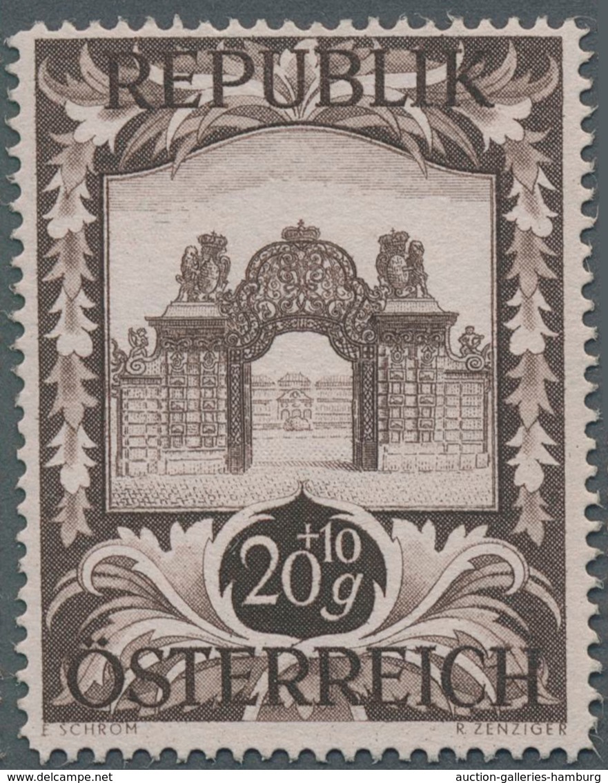 Österreich: 1947, 20 Gr. + 10 Gr. "Kunstausstellung", 18 (meist) Verschiedene Farbproben In Linienzä - Ungebraucht