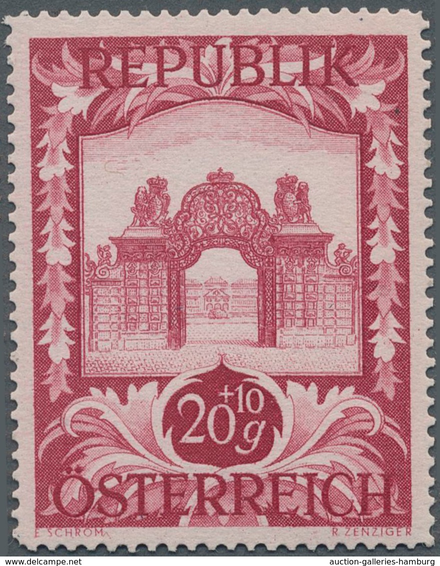 Österreich: 1947, 20 Gr. + 10 Gr. "Kunstausstellung", 18 (meist) Verschiedene Farbproben In Linienzä - Ungebraucht