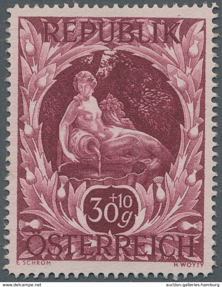 Österreich: 1947, 30 Gr. + 10 Gr. "Kunstausstellung", 19 verschiedene Farbproben in Linienzähnung 14