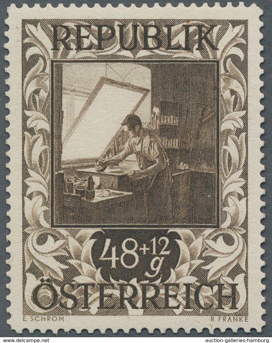 Österreich: 1947, 48 Gr. + 12 Gr. "Kunstausstellung", 18 (meist) Verschiedene Farbproben In Linienzä - Ungebraucht