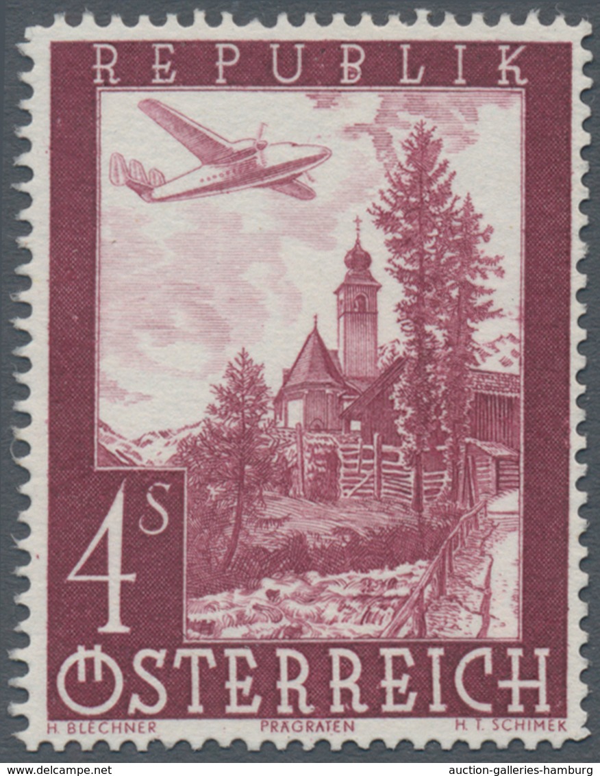 Österreich: 1947, Flugpost, Komplette Serie Von Sieben Werten Je Als Probedruck In Abweichenden Farb - Ungebraucht