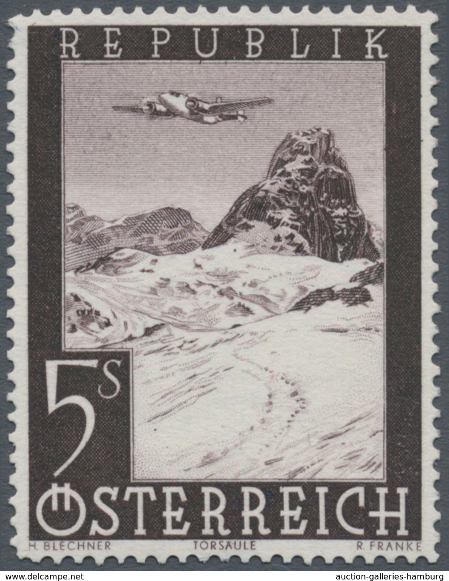 Österreich: 1947, Flugpost, komplette Serie von sieben Werten je als Probedruck in abweichenden Farb