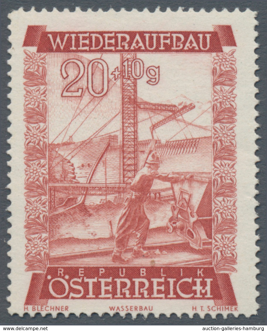 Österreich: 1948, 20 Gr. + 10 Gr. "Wiederaufbau", 11 (meist) Verschiedene Farbproben In Linienzähnun - Ungebraucht