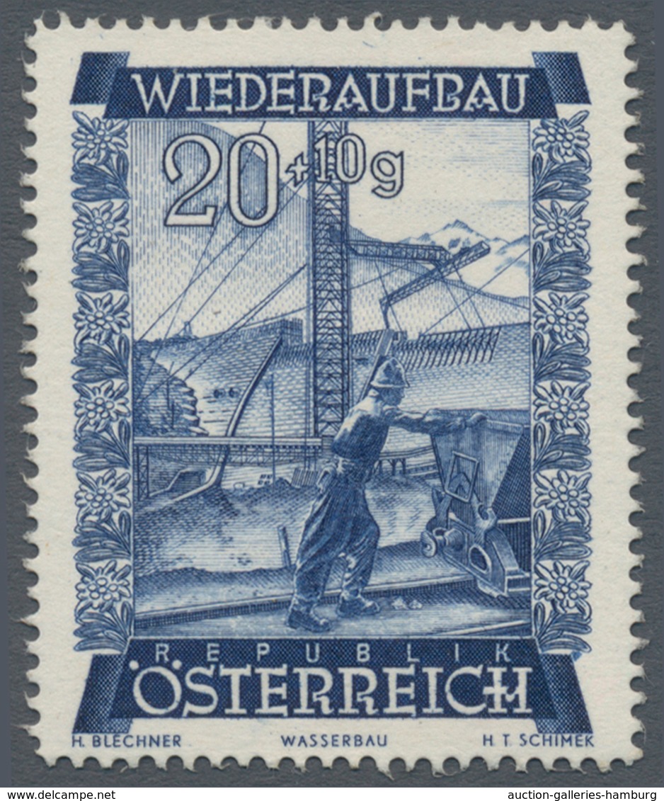 Österreich: 1948, 20 Gr. + 10 Gr. "Wiederaufbau", 11 (meist) Verschiedene Farbproben In Linienzähnun - Ungebraucht