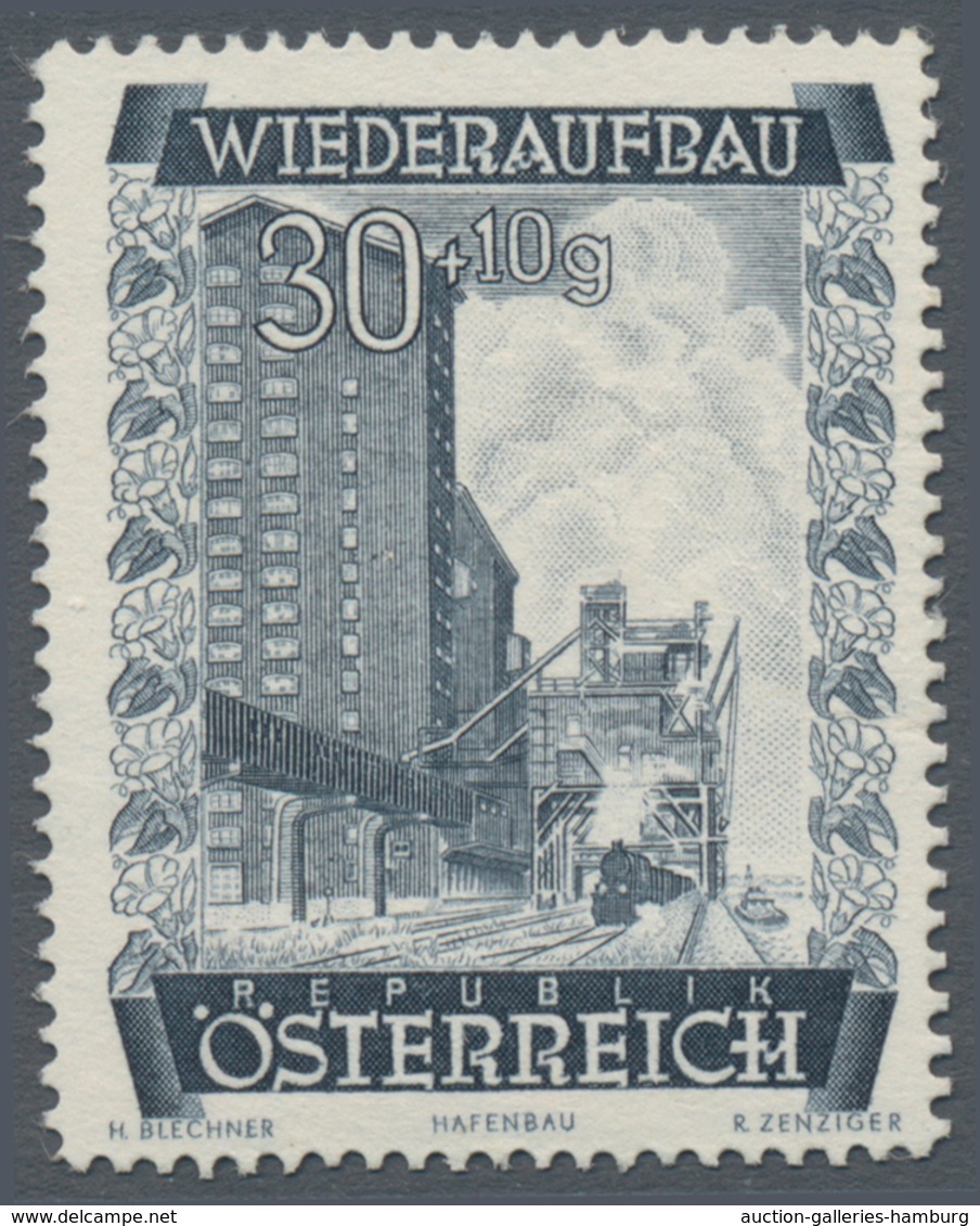 Österreich: 1948, 30 Gr. + 10 Gr. "Wiederaufbau", 15 (meist) Verschiedene Farbproben In Linienzähnun - Ungebraucht