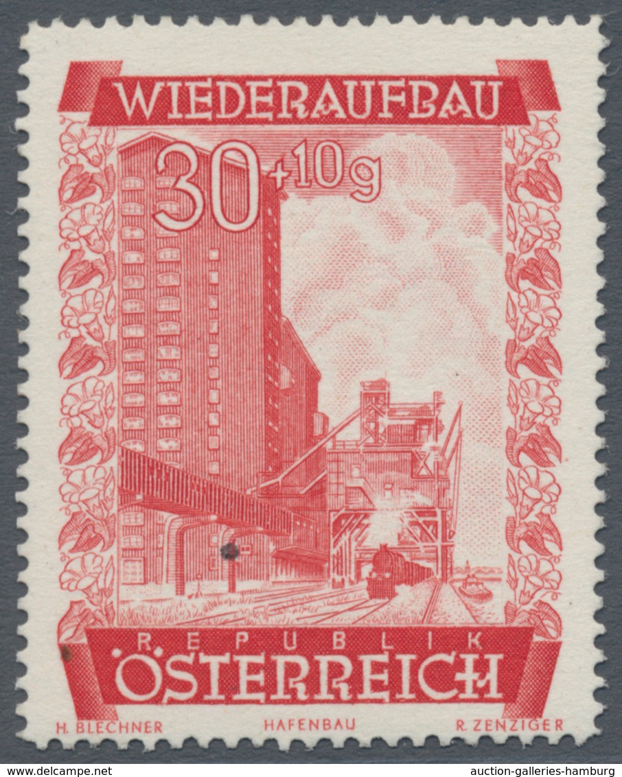 Österreich: 1948, 30 Gr. + 10 Gr. "Wiederaufbau", 15 (meist) Verschiedene Farbproben In Linienzähnun - Ungebraucht