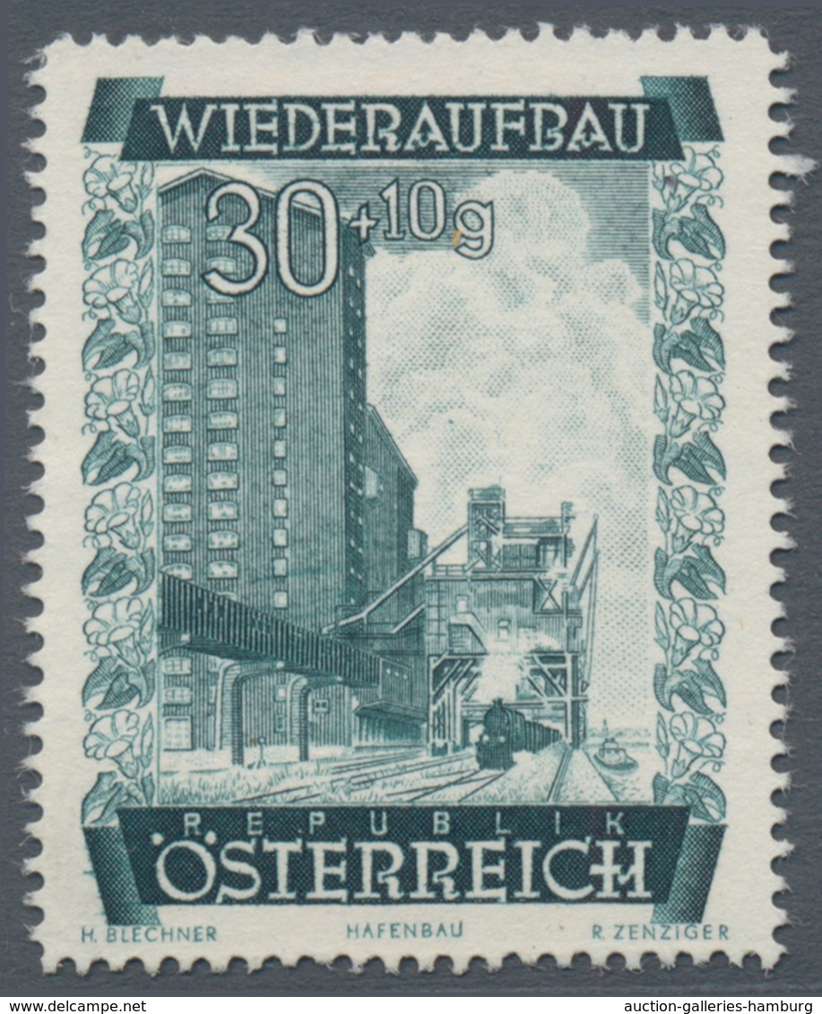 Österreich: 1948, 30 Gr. + 10 Gr. "Wiederaufbau", 15 (meist) Verschiedene Farbproben In Linienzähnun - Ungebraucht