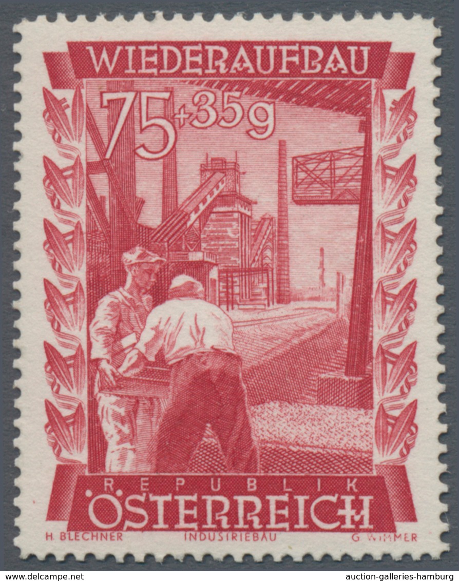Österreich: 1948, 75 Gr. + 35 Gr. "Wiederaufbau", 15 (meist) Verschiedene Farbproben In Linienzähnun - Ungebraucht