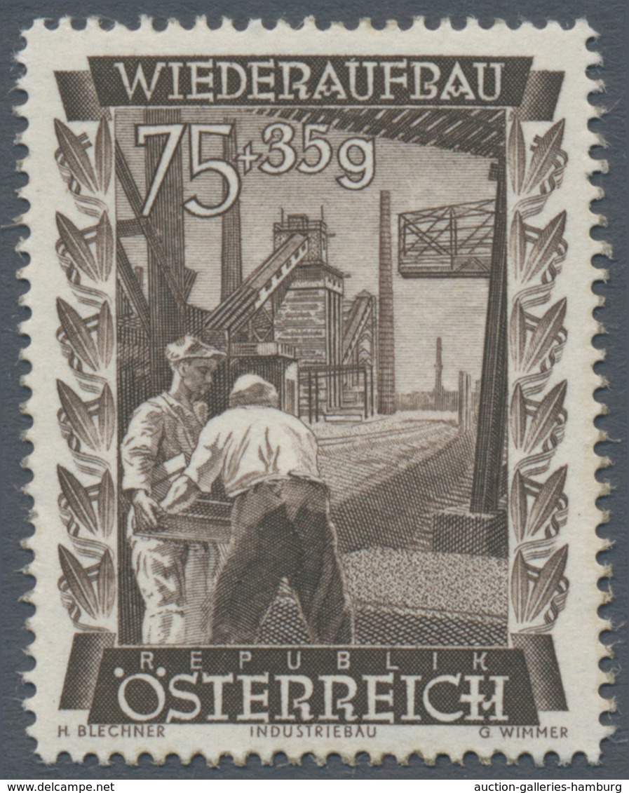 Österreich: 1948, 75 Gr. + 35 Gr. "Wiederaufbau", 15 (meist) Verschiedene Farbproben In Linienzähnun - Ungebraucht