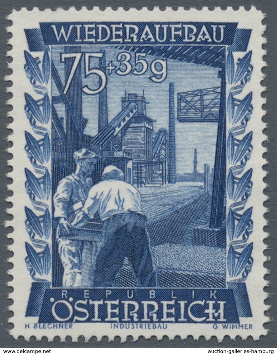 Österreich: 1948, 75 Gr. + 35 Gr. "Wiederaufbau", 15 (meist) Verschiedene Farbproben In Linienzähnun - Neufs