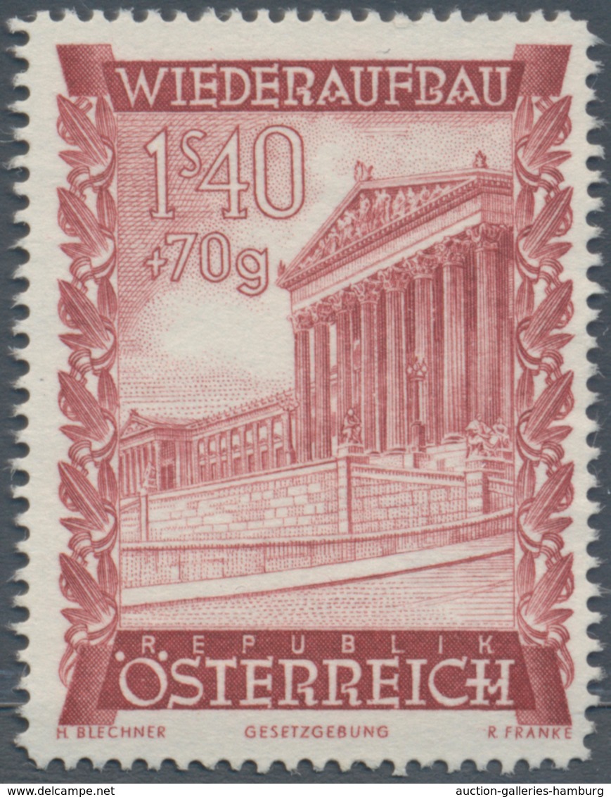 Österreich: 1948, 1.40 Sch. + 70 Gr. "Wiederaufbau", 19 (meist) Verschiedene Farbproben In Linienzäh - Neufs
